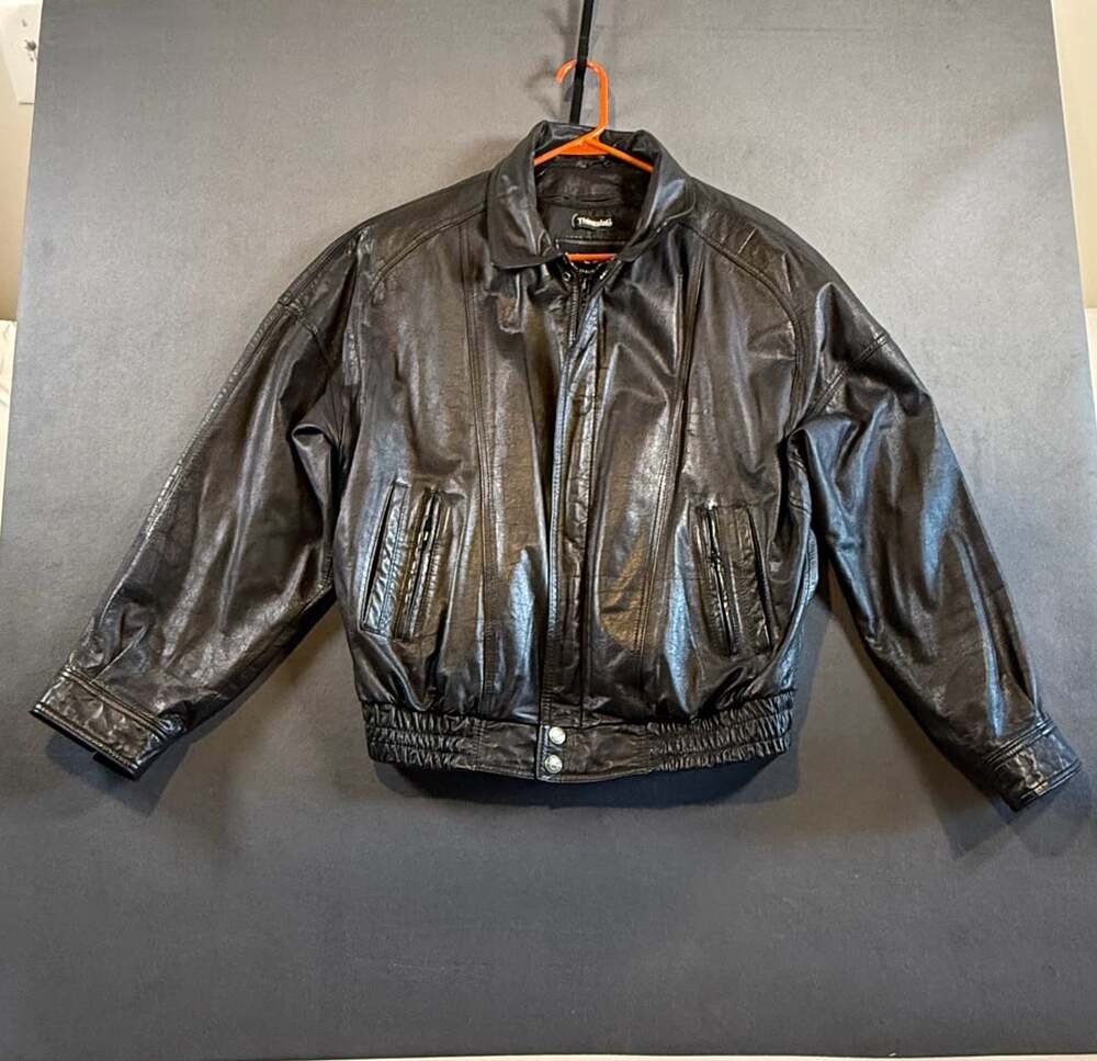 Wilsons Leather Thinsulate Lined Black Leather Bomber Jacket Mens Large
